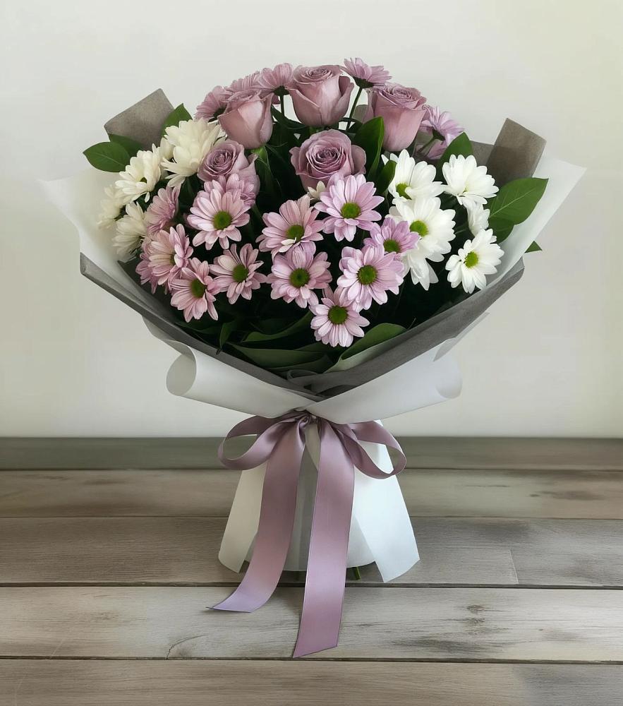 Букет цветов из: Хризантемы и Розы в Пильне