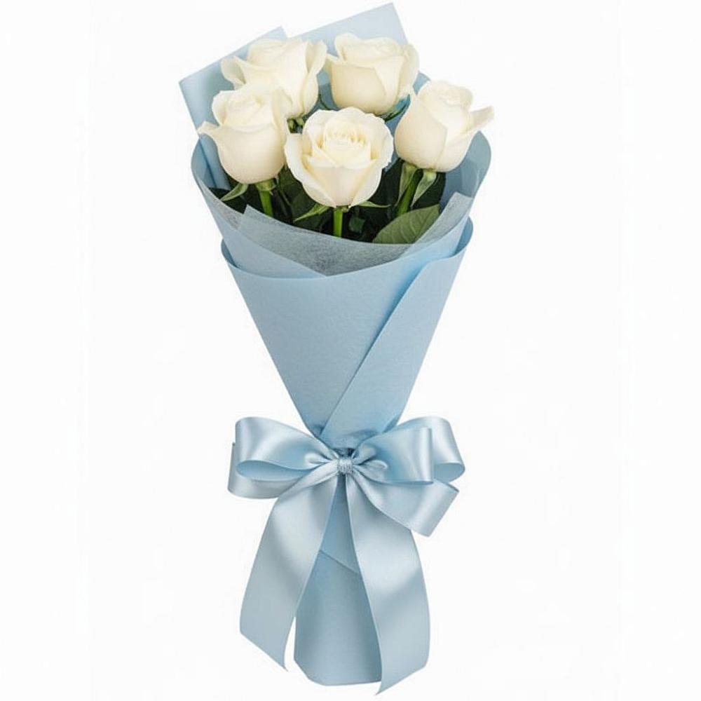 Букет 5 Белых роз Проуд в Пильне