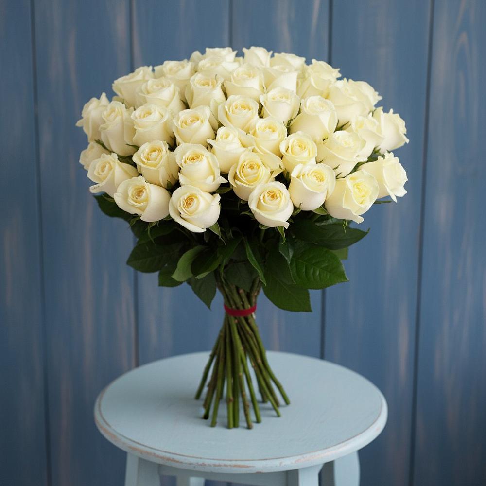 Букет 51 Белая роза Эдлесс Лав в Пильне
