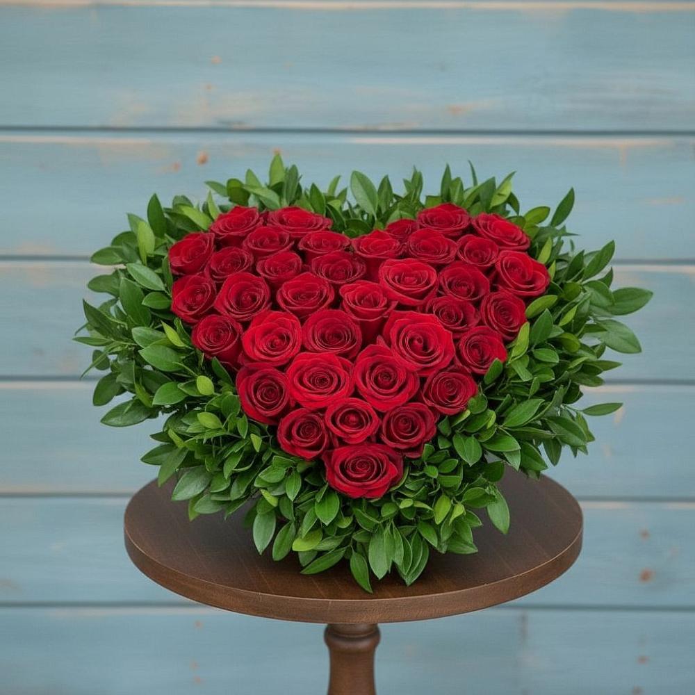 Цветочная композиция из Розы в виде сердца в Пильне