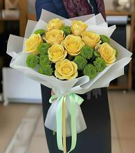 Букет цветов из:  Хризантемы и Розы в Пильне