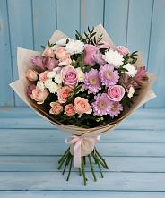 Букет цветов из:  Хризантемы, Розы и Альстромерии в Пильне