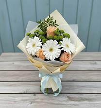 Букет цветов из:  Герберы, Розы и Хризантемы в Пильне