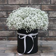 Цветочная композиция из Гипсофила в шляпной коробке в Пильне