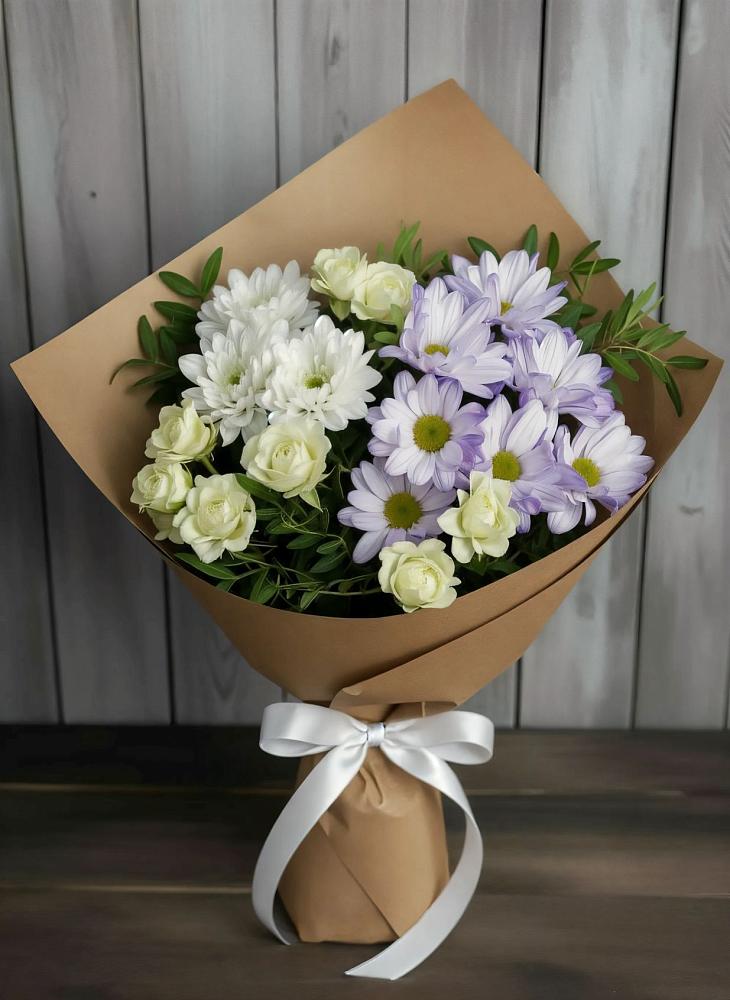 Букет цветов из: Хризантемы и Розы в Пильне